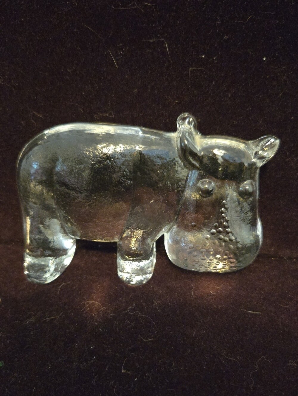 Vintage Kosta Boda Clear Art Glass Hippo Figurine Paperweight Bertil Vallien Zoo
